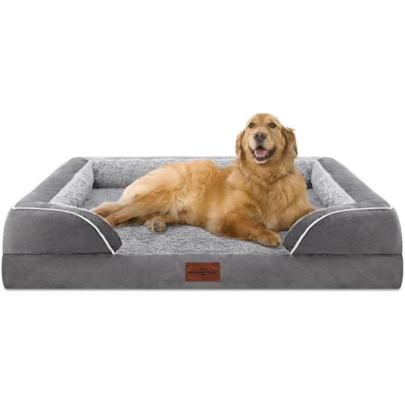 Waterproof Orthopedic Foam Dog Beds Washable Removable Cover with Bolster